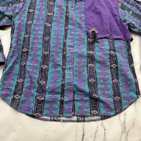 Wind Roper Womens Vintage Western Shirt Size M Purple Blue Tassel 90s Boxy - Picture 5 of 11